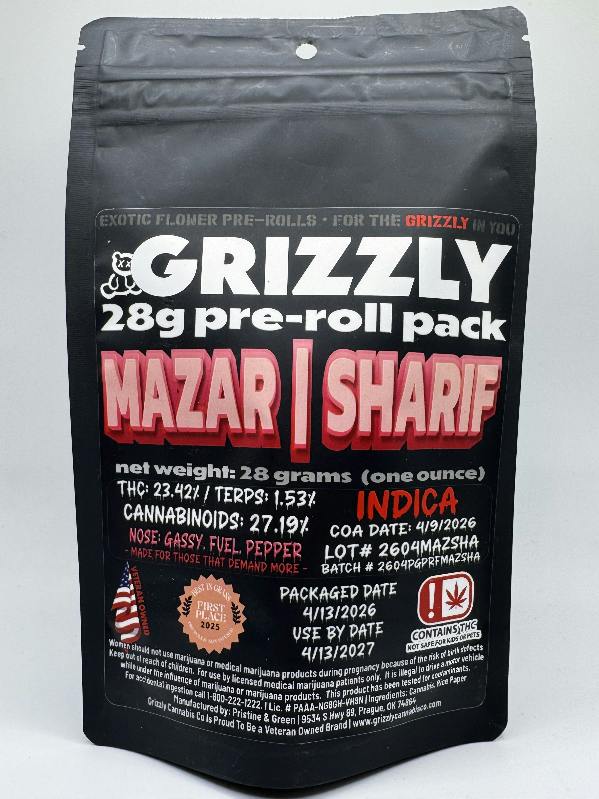 GRIZZLY - Mazar/Sharif - 28G Flower Joint Pack - Indica