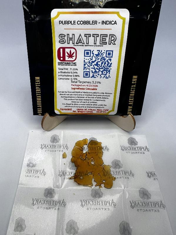Purple Cobbler Shatter - Indica 1g