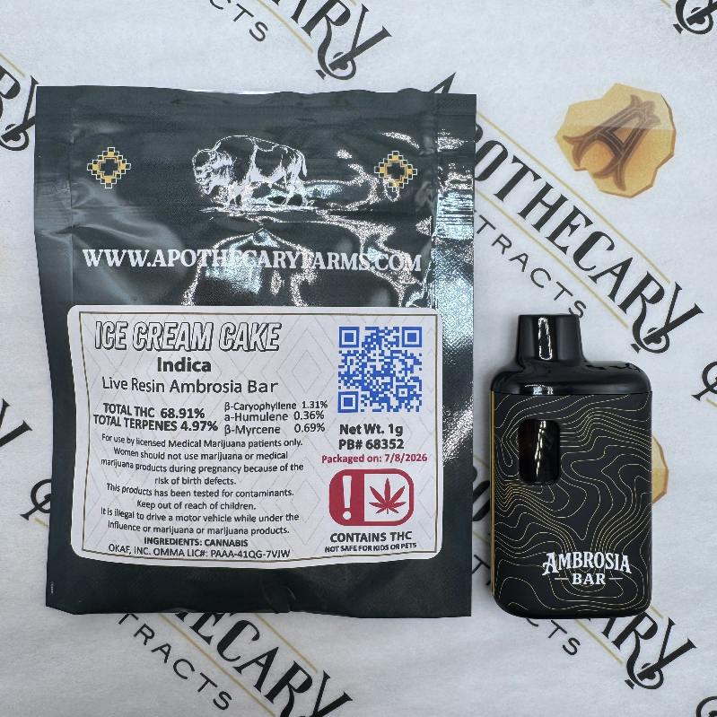 Ice Cream Cake Live Resin Ambrosia Bar - Indica 1g