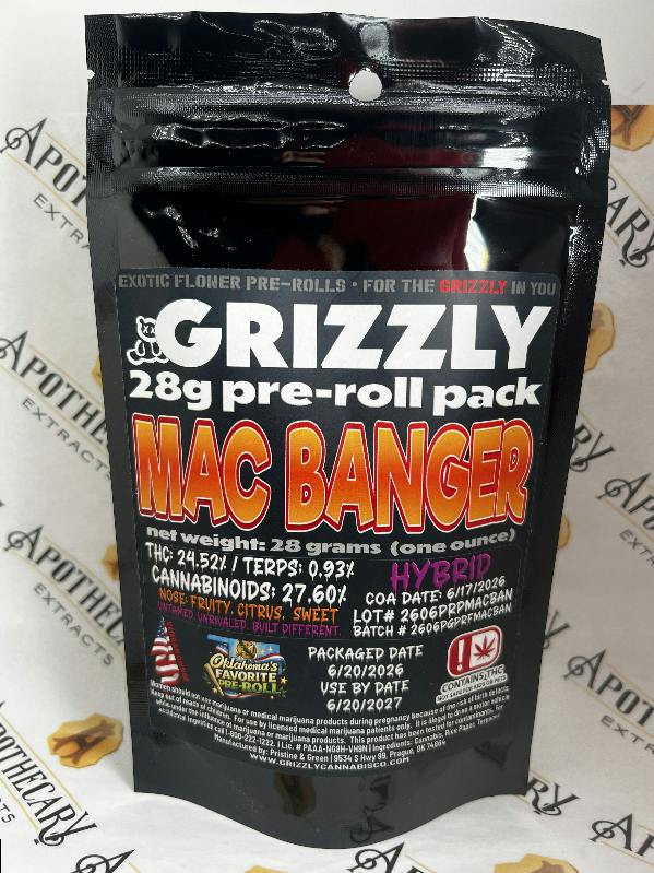 GRIZZLY - Mac Banger - 28G Flower Joint Pack - Hybrid