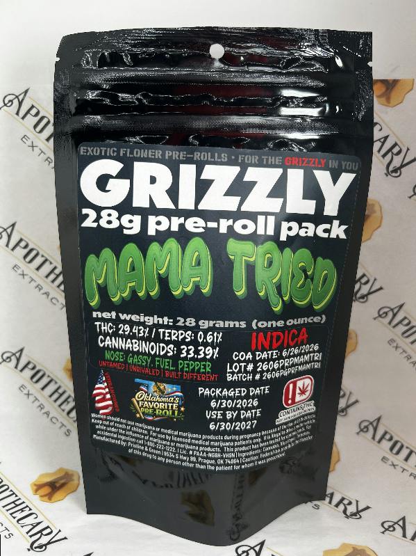 GRIZZLY - Mama Tried - 28G Flower Joint Pack - Indica