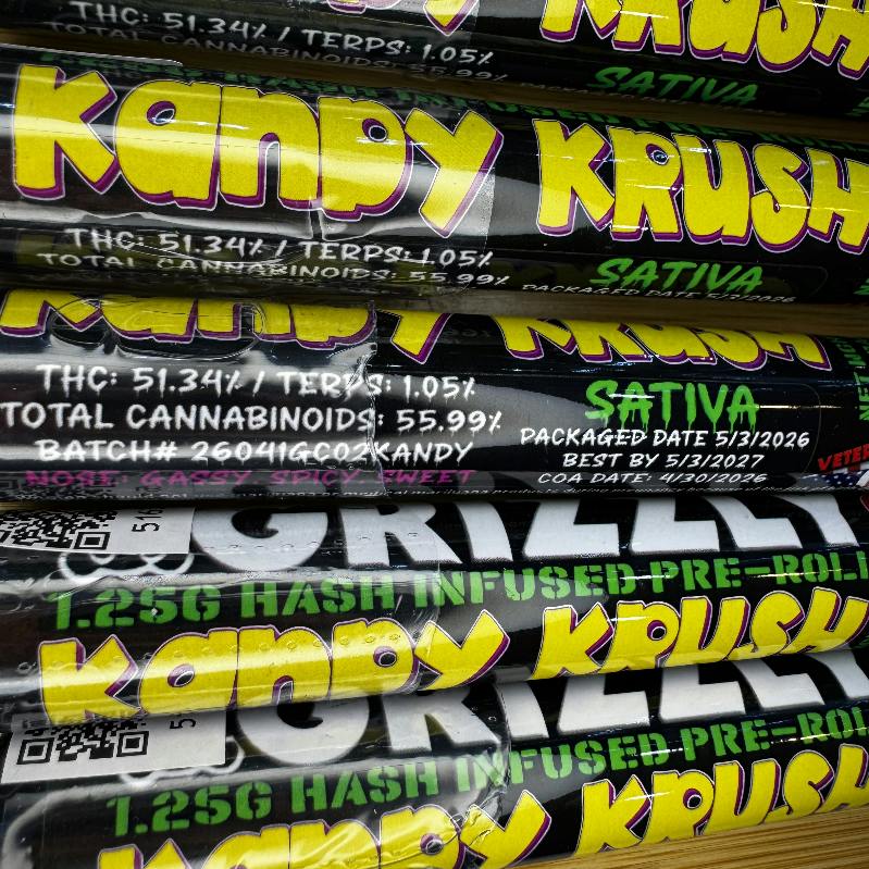 GRIZZLY - Kandy Krush - 1.2g Infused Joint - Sativa