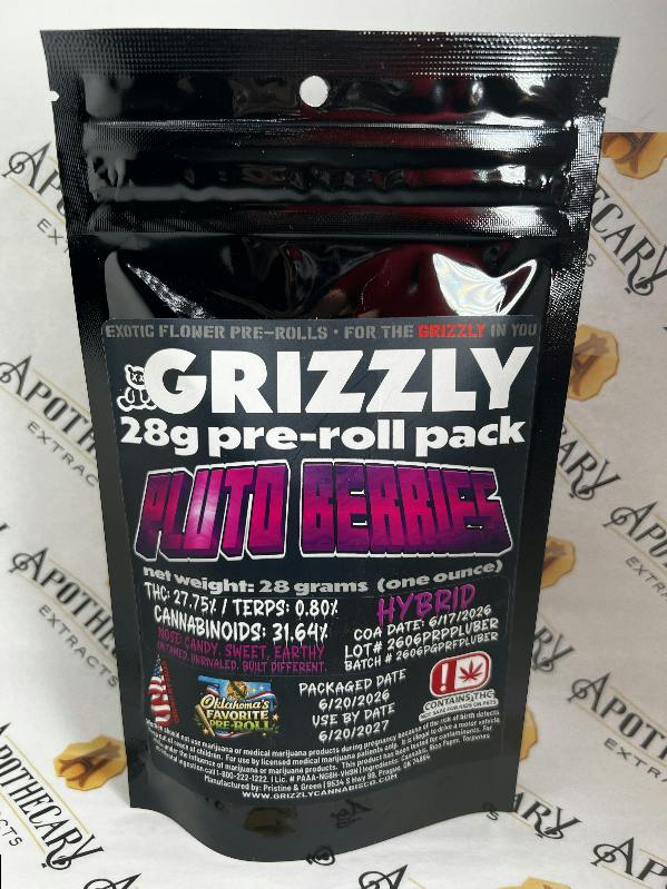 GRIZZLY - Pluto Berries - 28G Flower Joint Pack - Hybrid