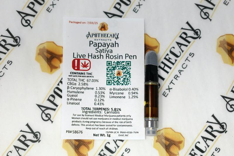 Papayah Live Hash Rosin Pen - Sativa 1g