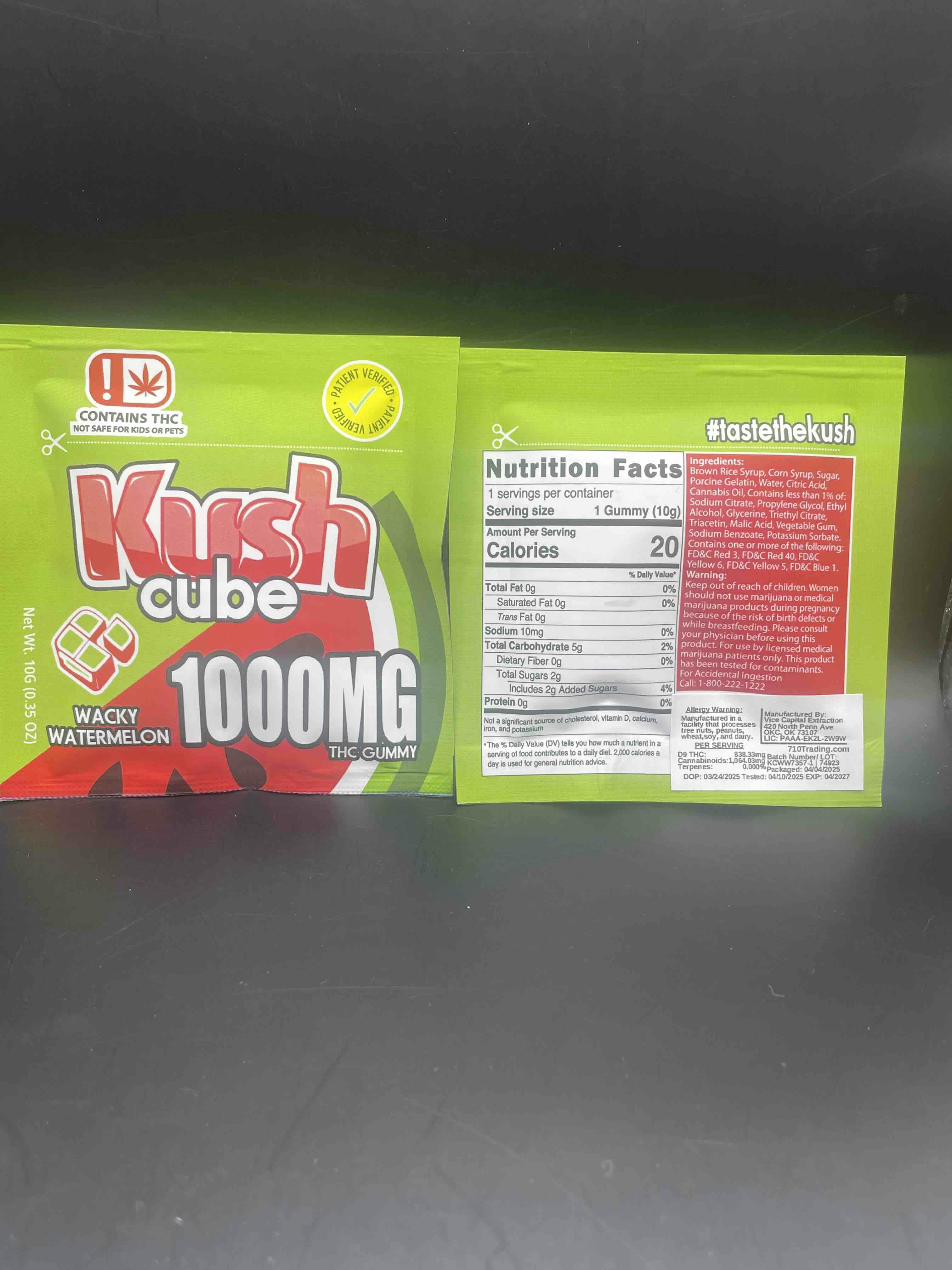 1000mg THC - Kush Cube -SINGLE- Wacky Watermelon