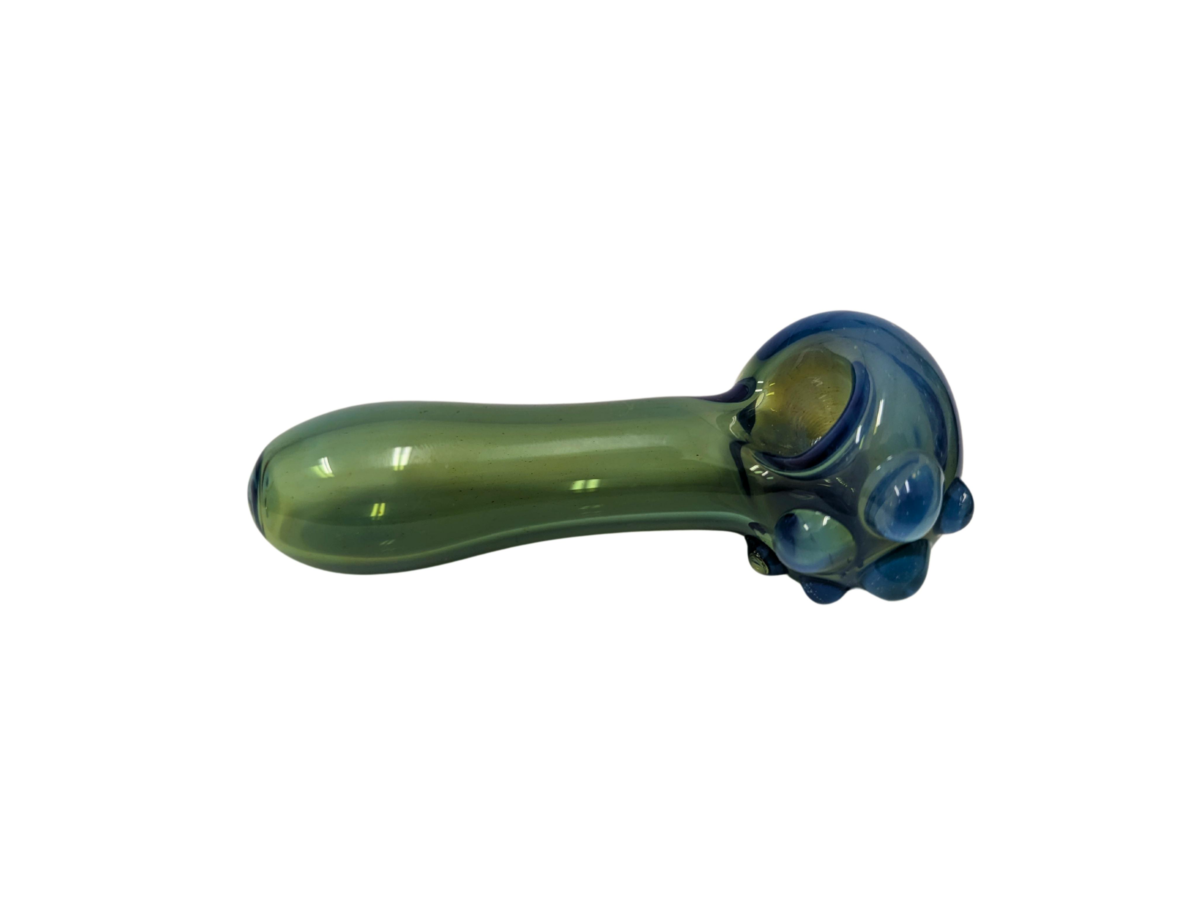 Grasshopper Glass - Locally Made Glassware - Spoon Pipe - Smokey blue