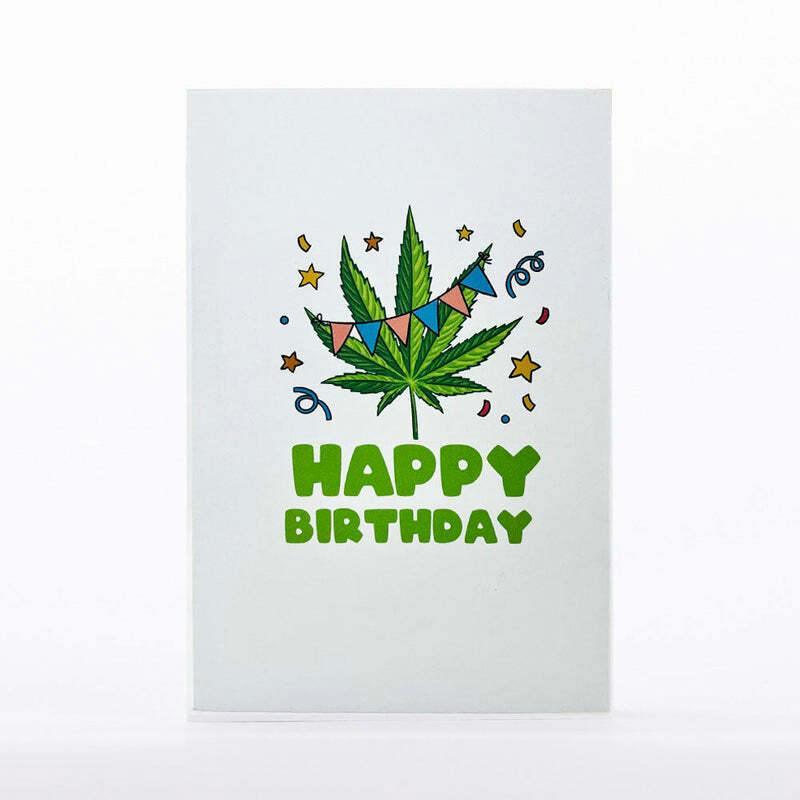 Cannabis Leaf 3D Pop-up Cards - Happy B-Day