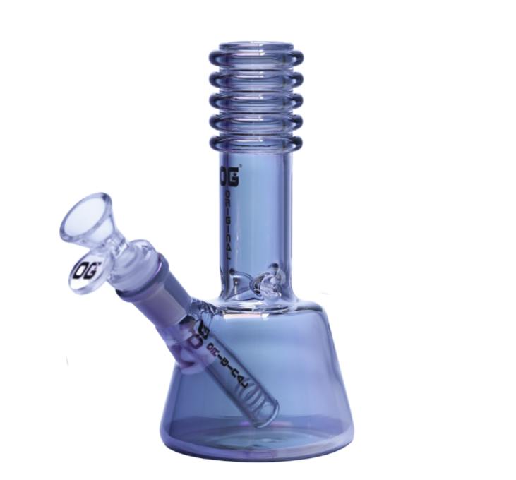 8" OG Original Ice Ribbed Bong - Smoke Iridescent