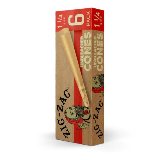 Zig Zag 1 1/4 Cones 6pk - Unbleached