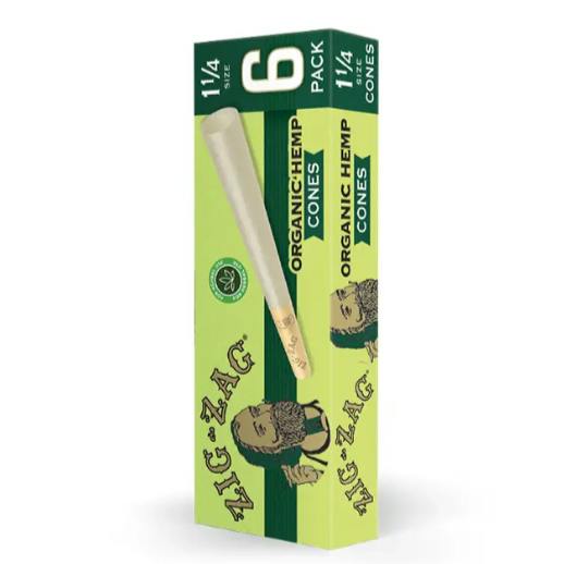 Zig Zag 1 1/4 Cones 6pk - Organic Hemp