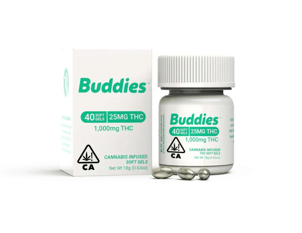 Buddies 25mg THC Capsules 4pk, 1.5625mg