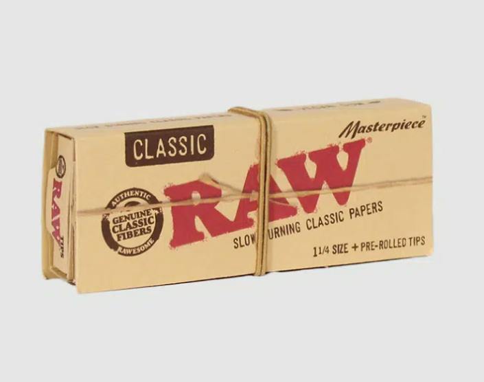 Raw Papers Masterpiece 1 1/4 + pre-rolled tips Each