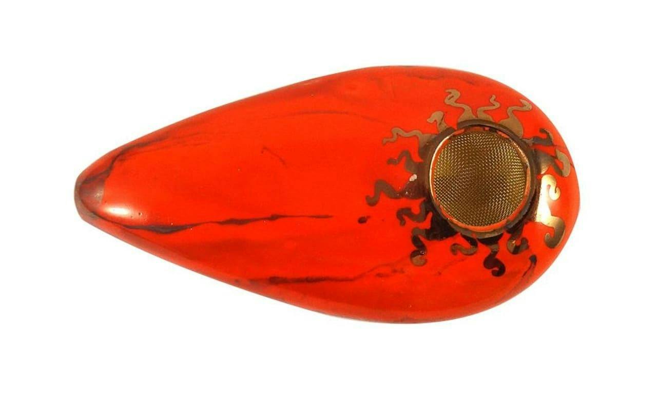 Orange Porcelain Gold Goddess Pipe