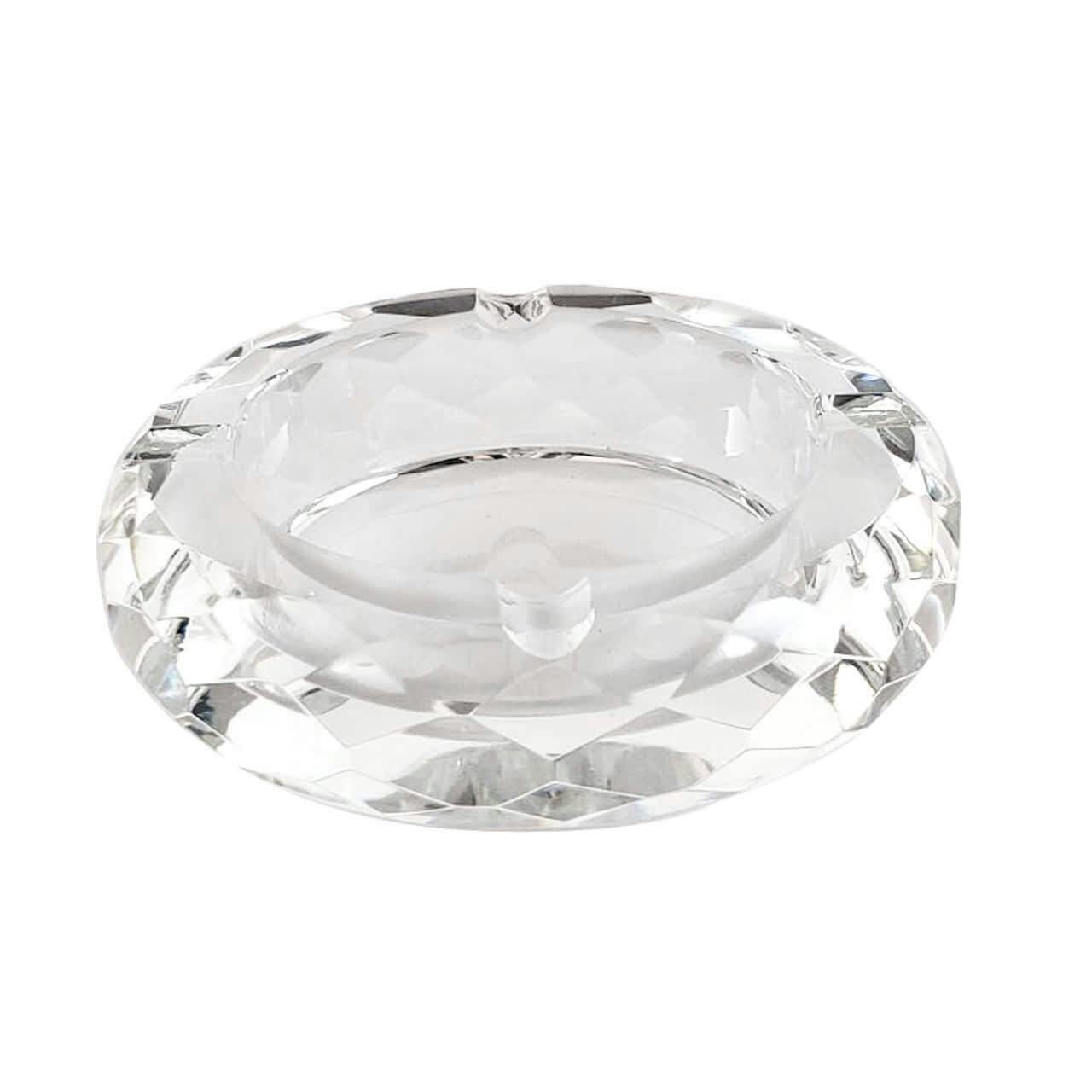 Glass Crystal Ashtray - Round Multi Faceted