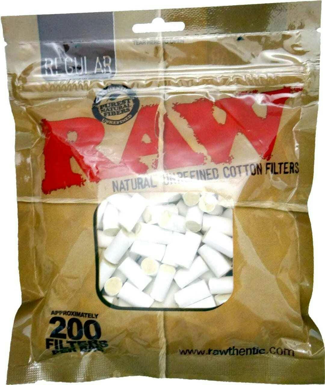 WIDE Raw 100% Wide Cotton Filter Tips Bag of 200