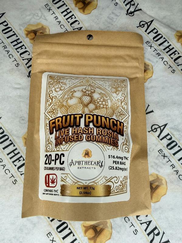Fruit Punch Live Hash Rosin Gummy 516.4mg 20pc