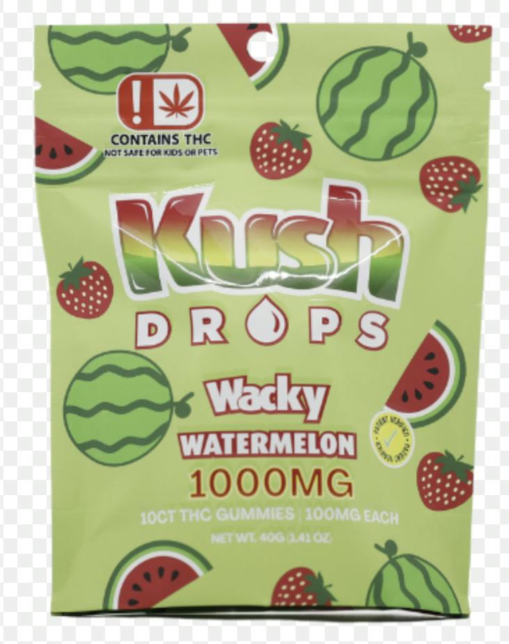 Kush Drops 1000mg THC Wacky Watermelon Gummy 10ct by Kush Drops
