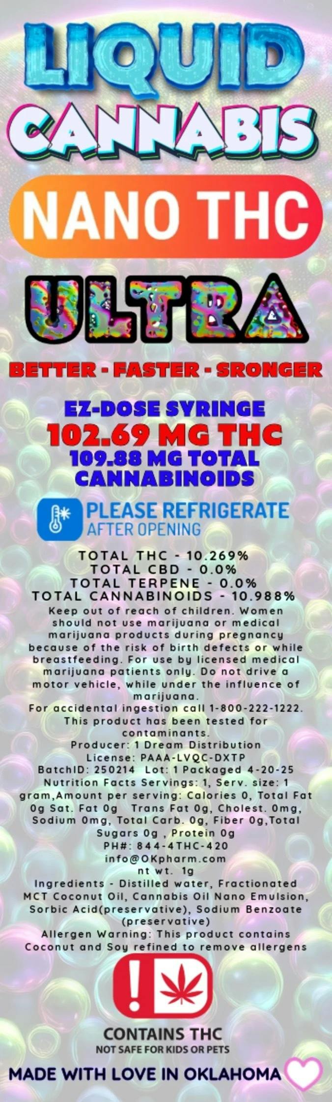 Liquid Cannabis Nano THC - 1g Syringe by Liquid Cannabis