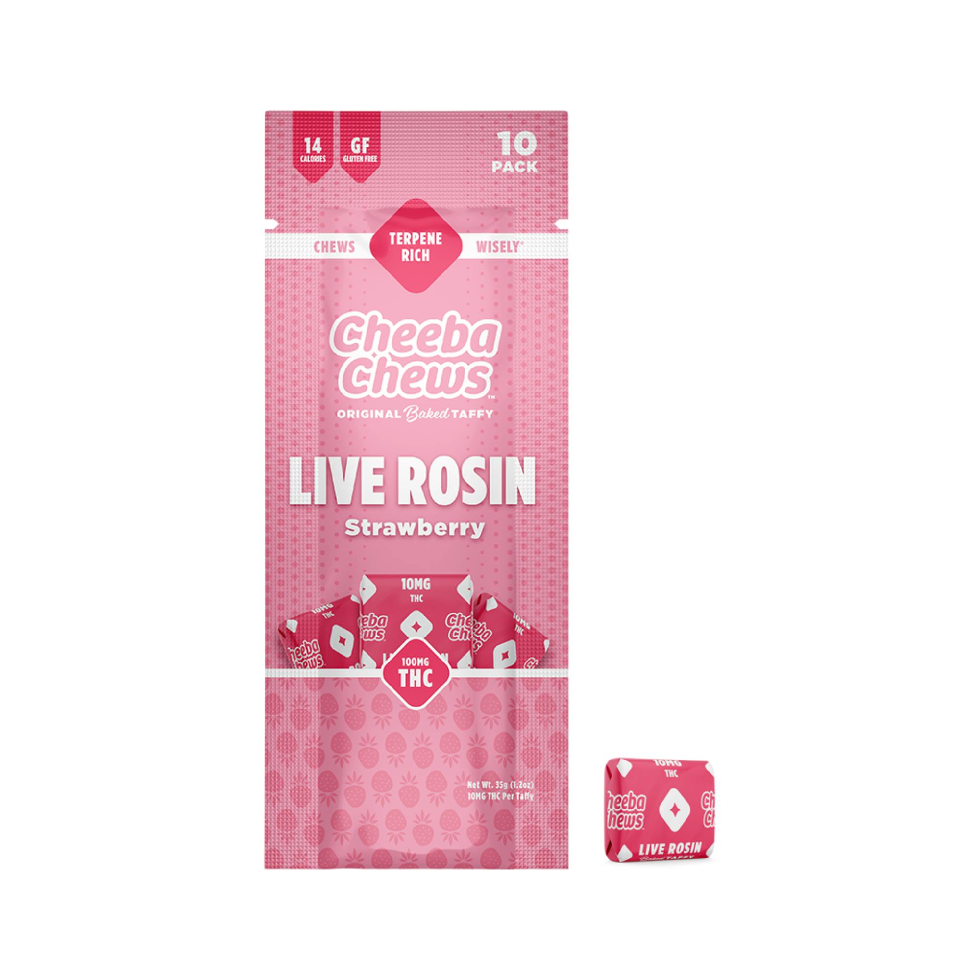 Cheeba Chews - Fresh Strawberry 100mg - Live Rosin