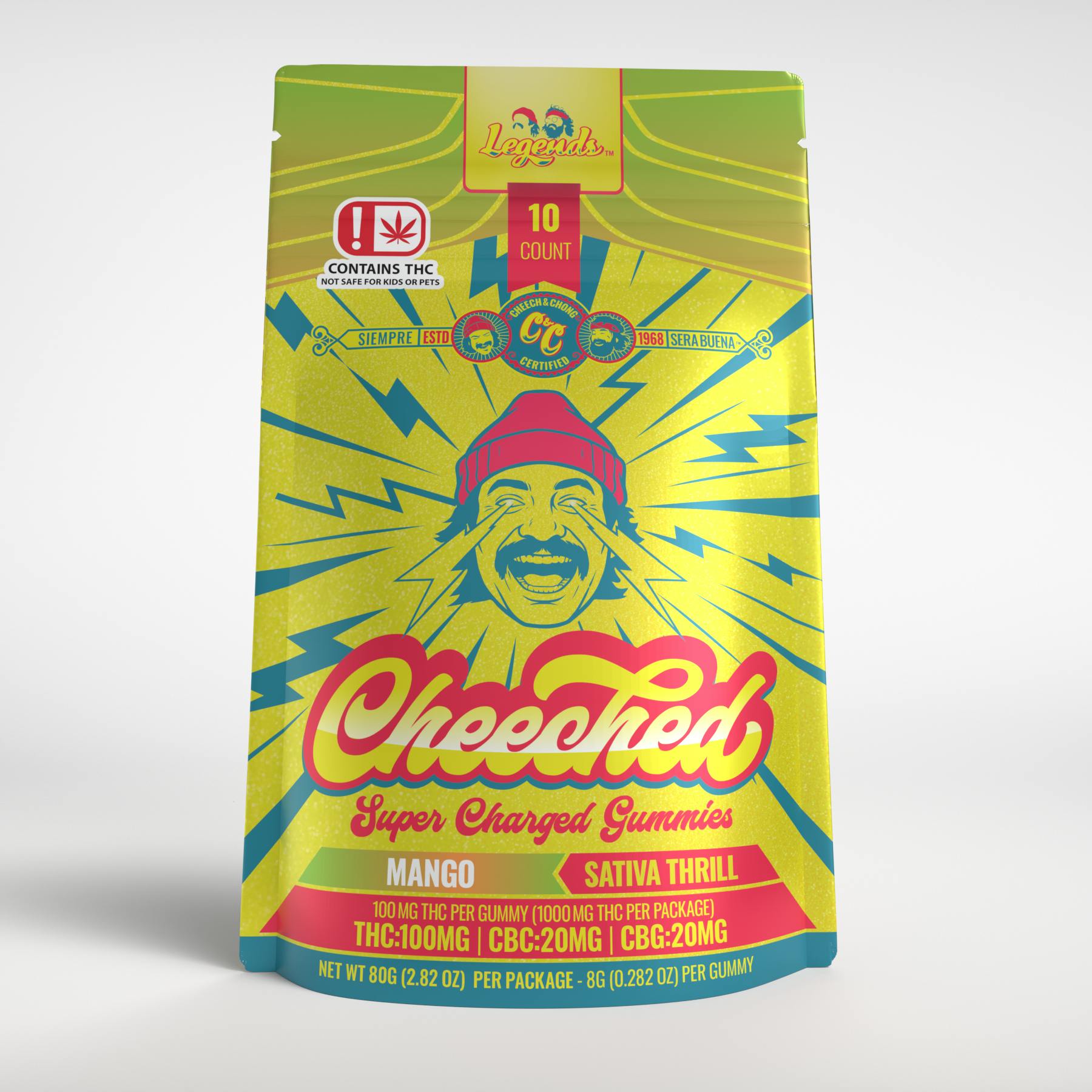 Cheeched | Mango Gummies | 5:1:1 THC:CBC:CBG 1000mg | 10ct | 100mg/ea