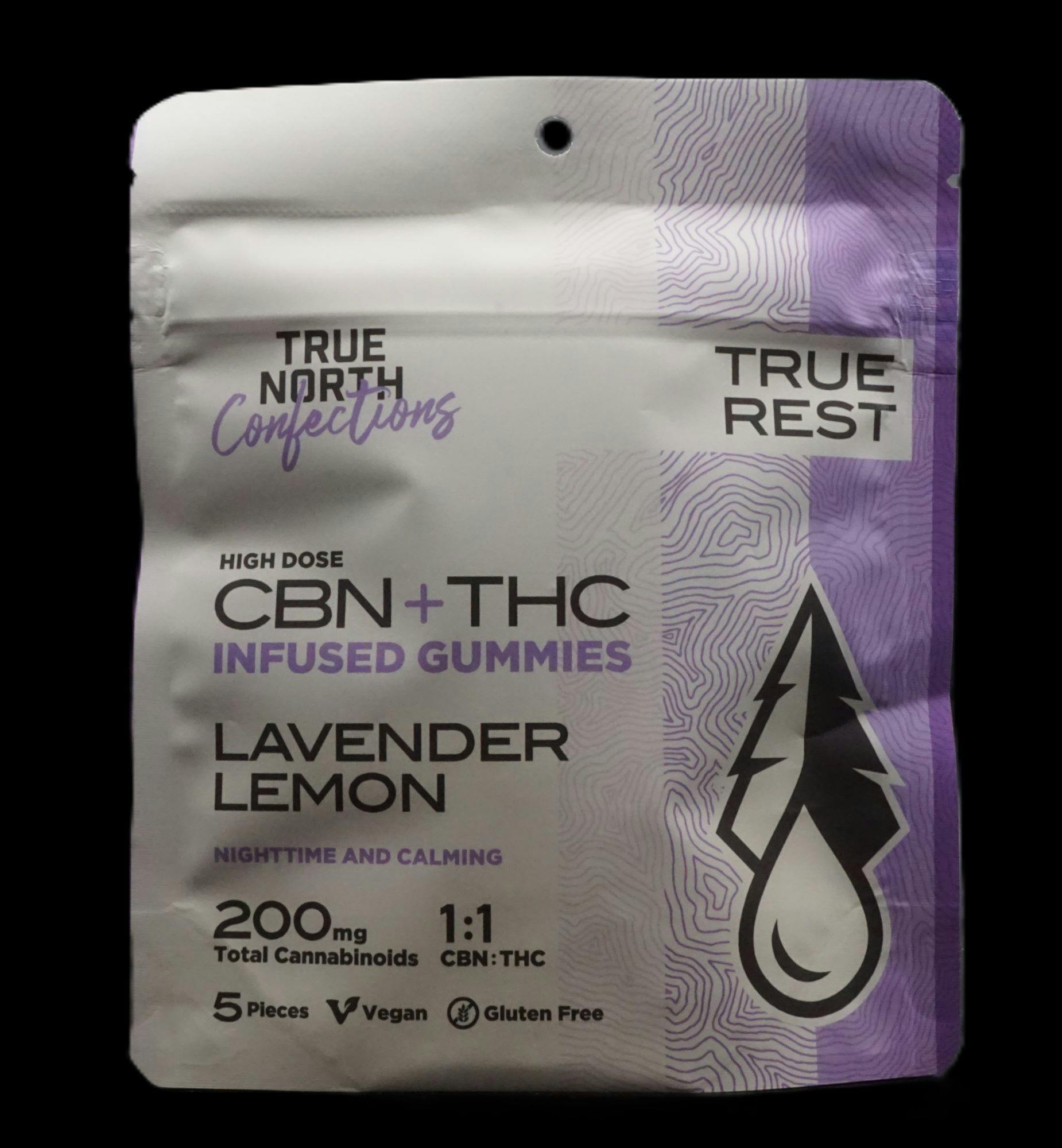 200mg Lavender Lemon THC Gummies 5x20mg 1:1 THC/CBN