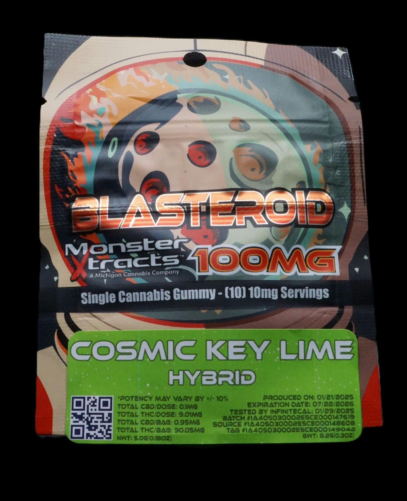 GUMMY - COSMIC KEY LIME - 100MG BLASTEROID - MONSTER X at Strange Rootz Cannabis