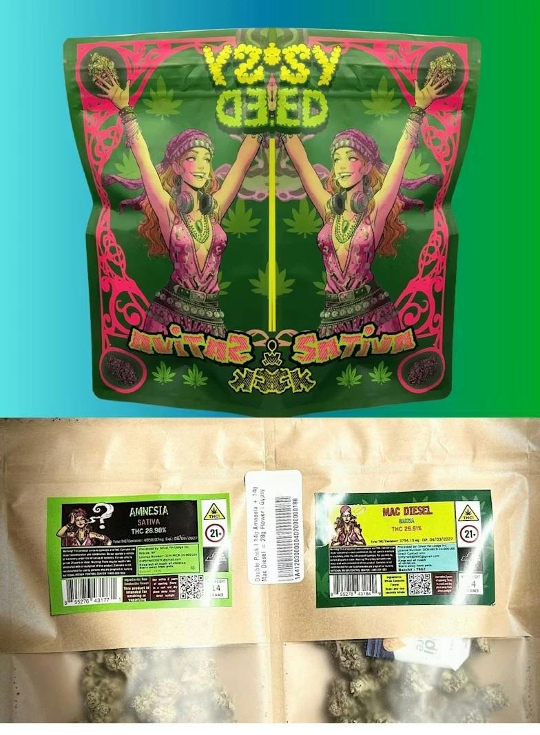 GYPSY Weed | Flower | Double pack | Amnesia (Sativa) /Mac Diesel (Sativa) | 14g x 2ct | 28g