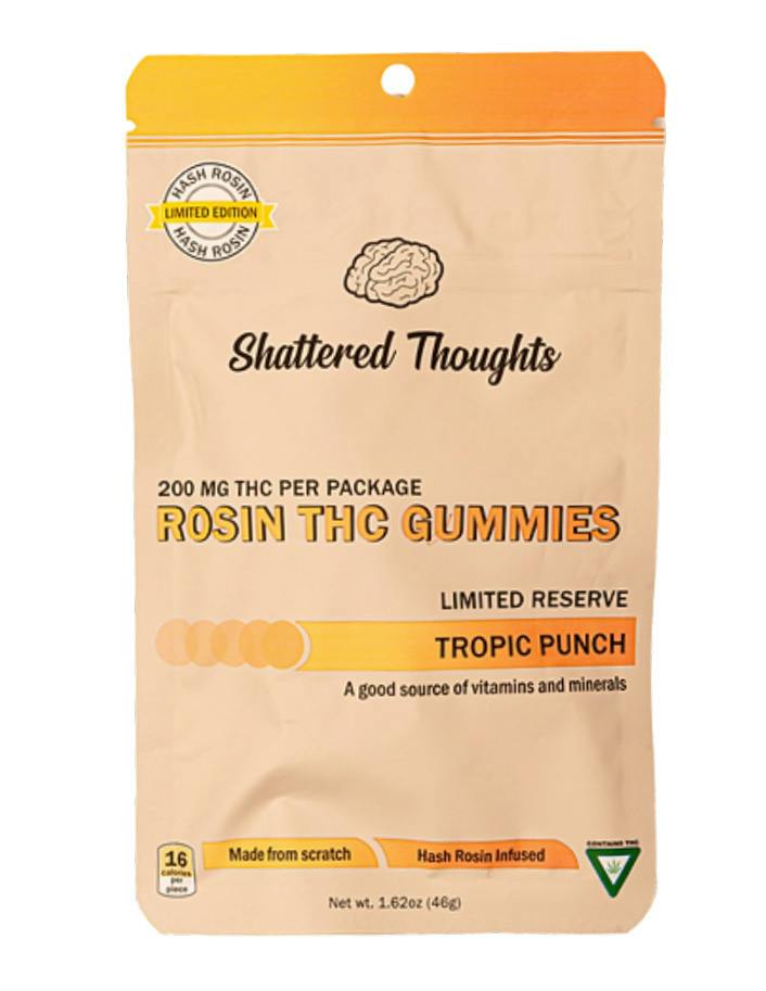 Shattered Thoughts Tropic Punch Hash Rosin Gummies at Higher Love Cannabis Dispensary Munising