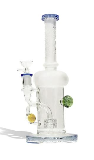 9 Inch Water Pipe with Honey Comb Perc and 14mm Funnel Bowl - Slime green