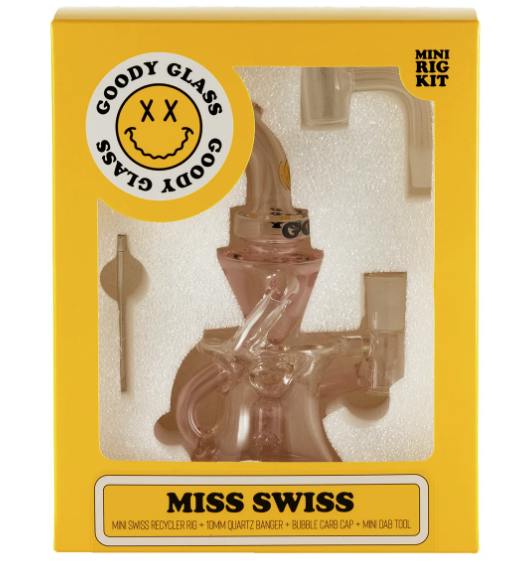 5.5" Miss Swiss Mini Dab Rig 4-Piece Kit - Pink