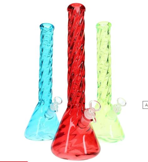 14.5" Twisted Glass on Glass Beaker Water Pipe