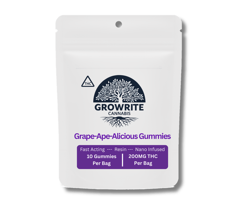 Growrite Cannabis Fast Acting Gummies | Grape-Ape-Alicious | Resin 200mg [10 pcs]