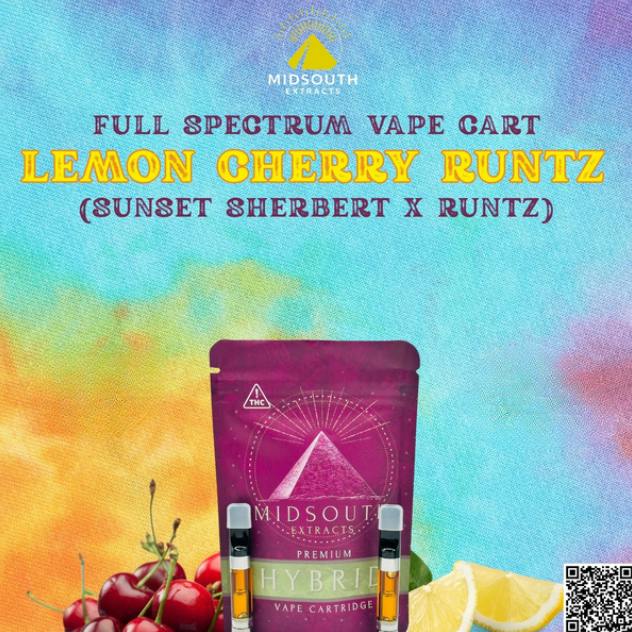 Mid South Extracts Vape Cart | Lemon Cherry Runtz | Full Spectrum 1g Cart cannabis product