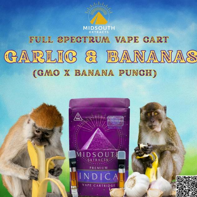 Mid South Extracts Vape Cart | Garlic & Bananas | Full Spectrum 1g Cart cannabis product