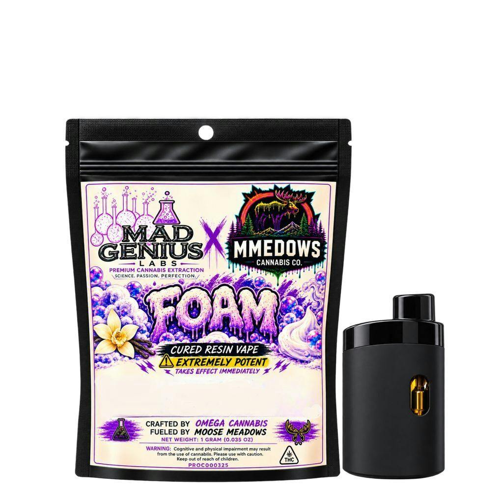 Mad Genius Disposable Vape (Moose Meadow's Collab) | FOAM | Cured Resin 1g Disposable