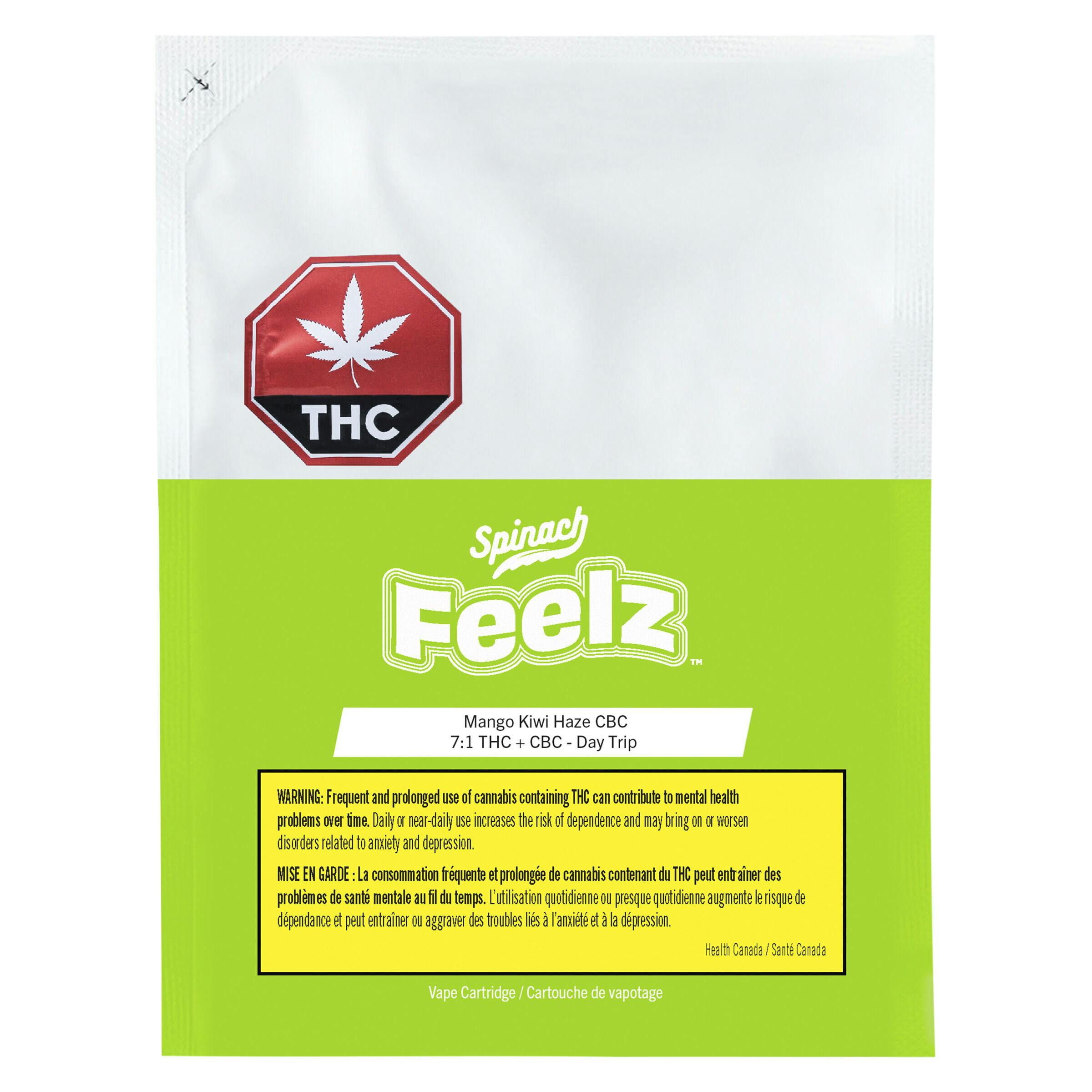 Spinach FEELZ - Mango Kiwi Haze CBC (Day Trip) 510 Thread Cartridge - 1g