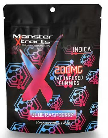 Monster Xtracts - Blue Raspberry - 200mg Gummies (10x20mg)