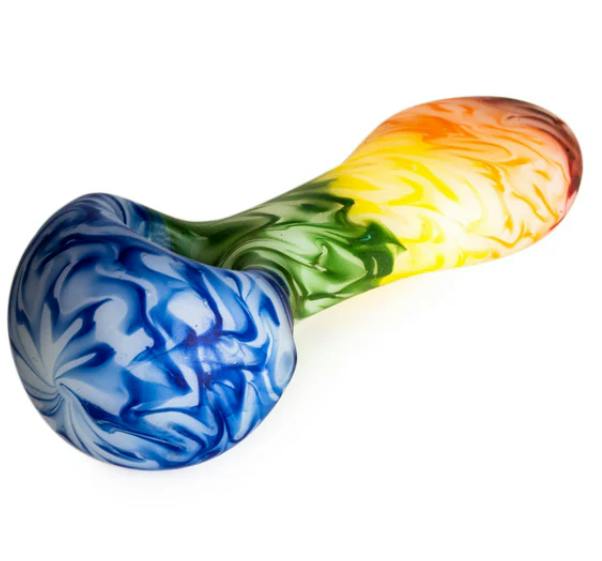 Red Eye - 4.5" Frosted Rainbow Spoon Hand Pipe