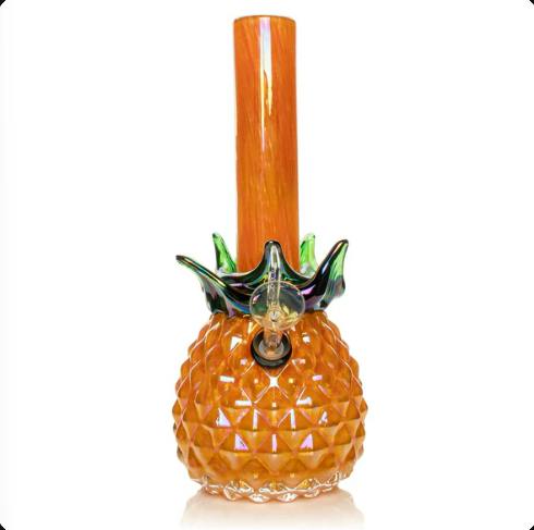 Retro Glass - 10" Platinum Metallic Pineapple Water Pipe