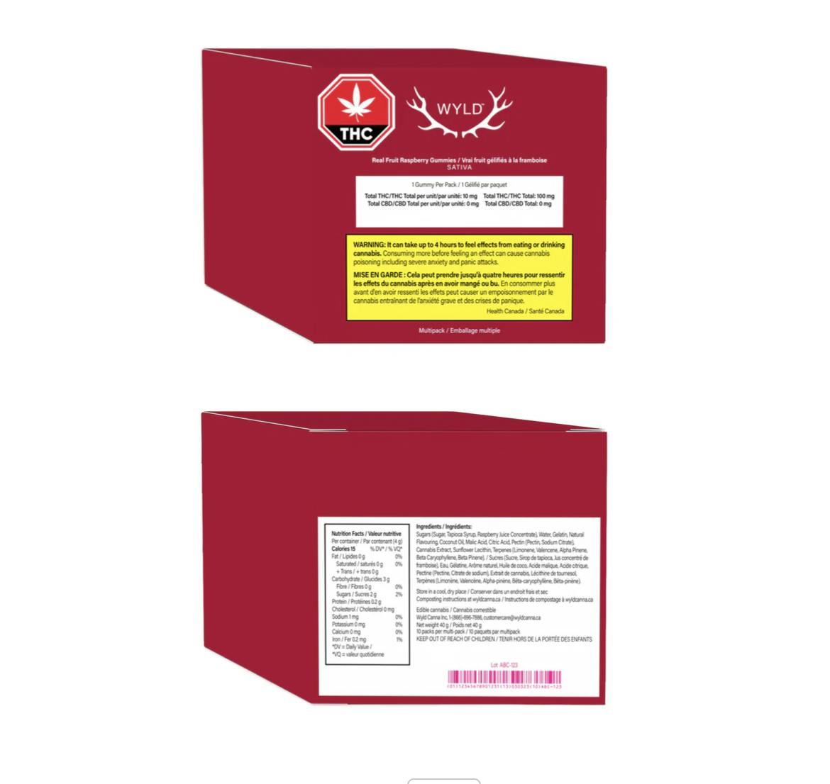 Wyld - Real Fruit Raspberry Gummies 10pk