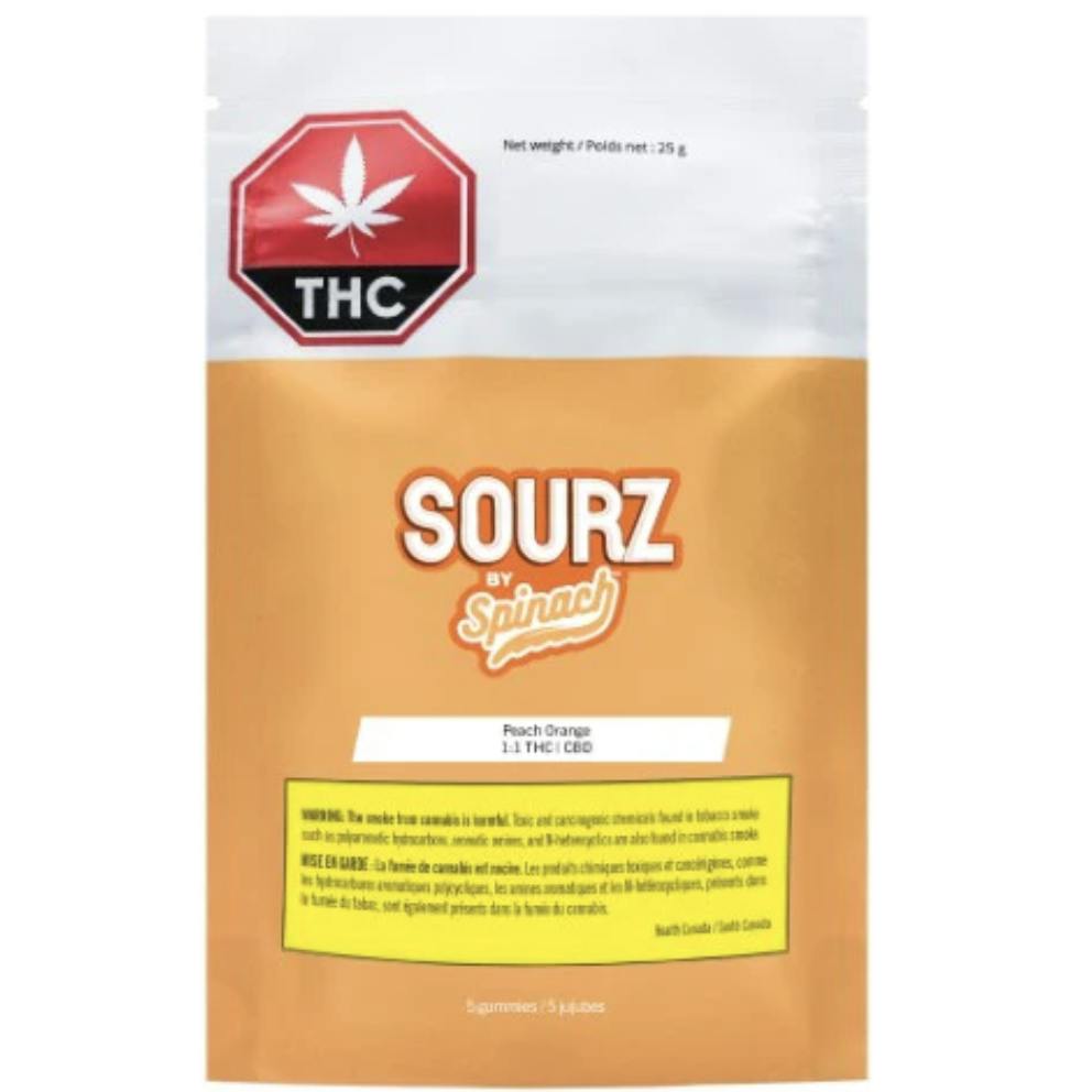 SOURZ by Spinach - Peach Orange 1:1 Gummies 5 x 2mg