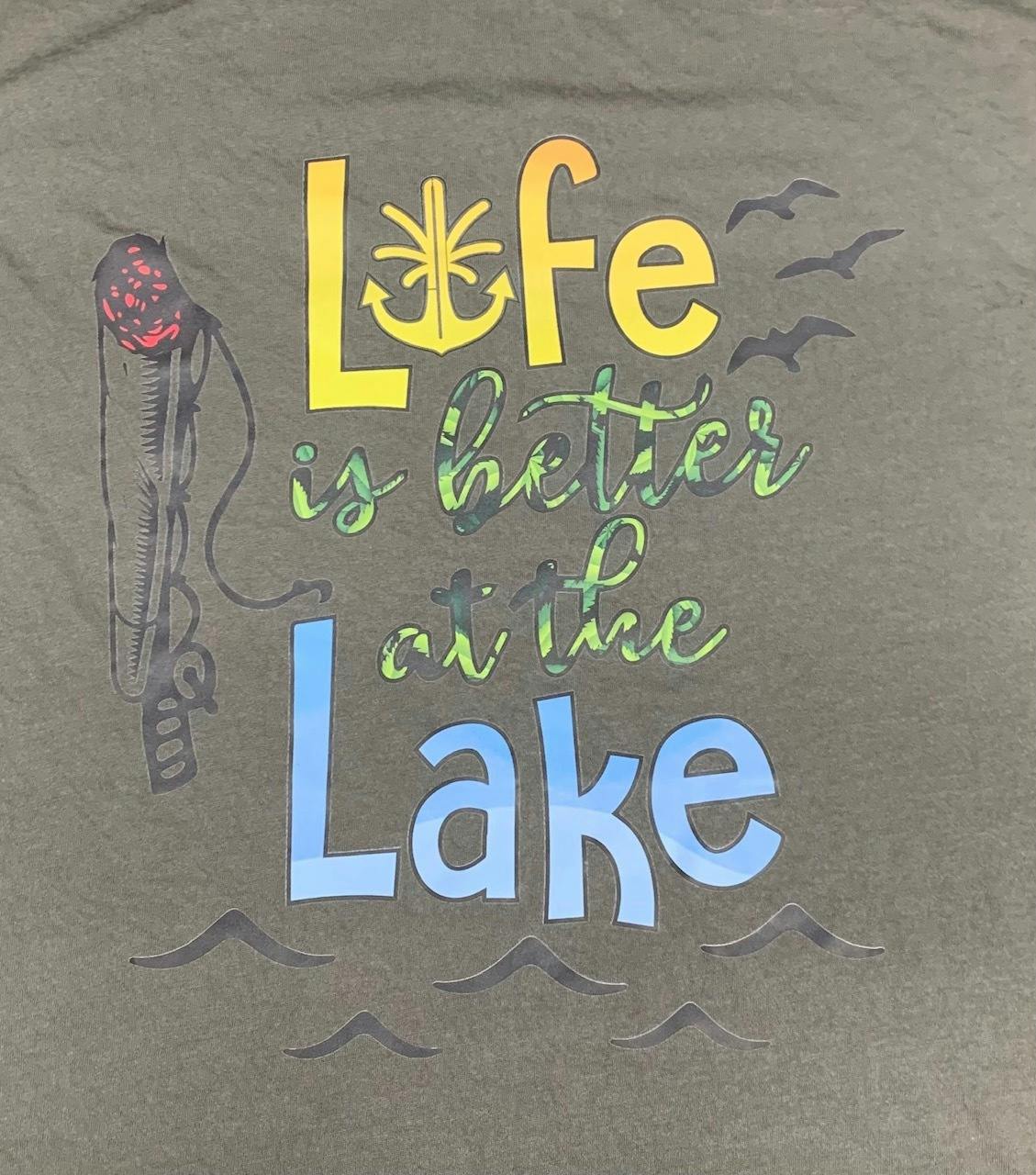 "Life is Better at the Lake" T-Shirt- Grey - X-Large