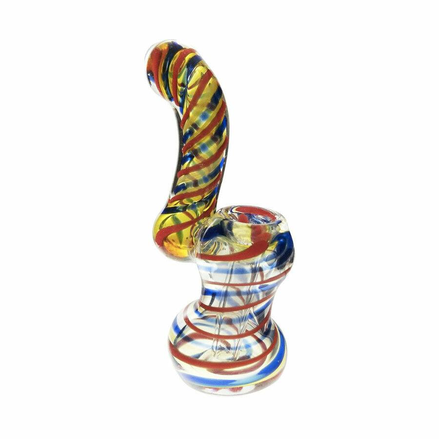 Small Fumed Sherlock Bubbler with Colour Stripes