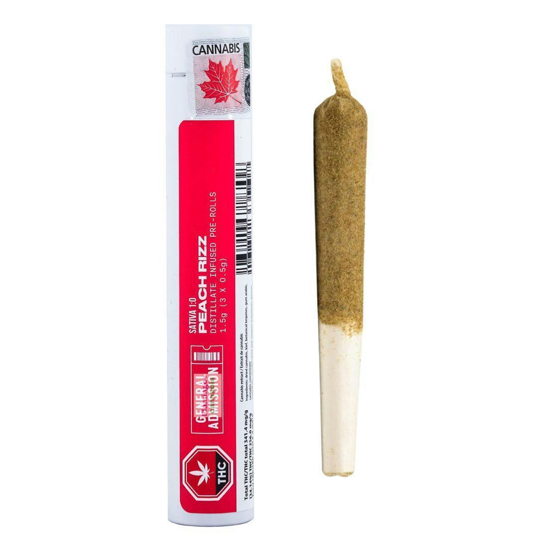 General Admission - Peach Ringz Distillate Infused Pre-Roll - 1x1g
