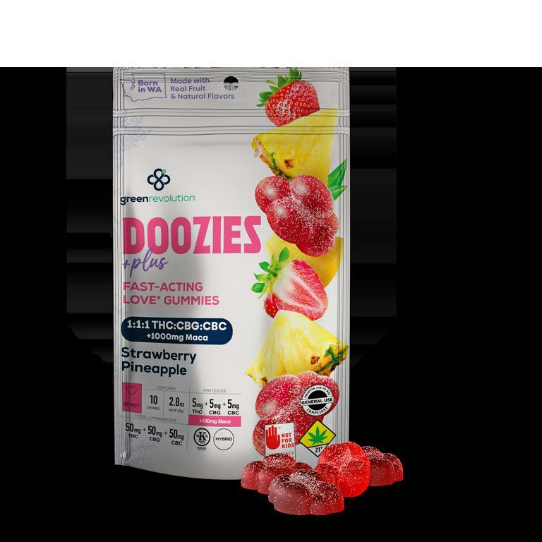 Strawberry Pineapple Doozies Plus | 10-pack [1:1:1 THC:CBG:CBC] (DOH)