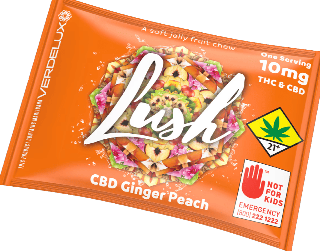 Lush Ginger Peach 1:1 Jelly Chew Gummy Single Edibles Verdelux | 20mg (DOH)