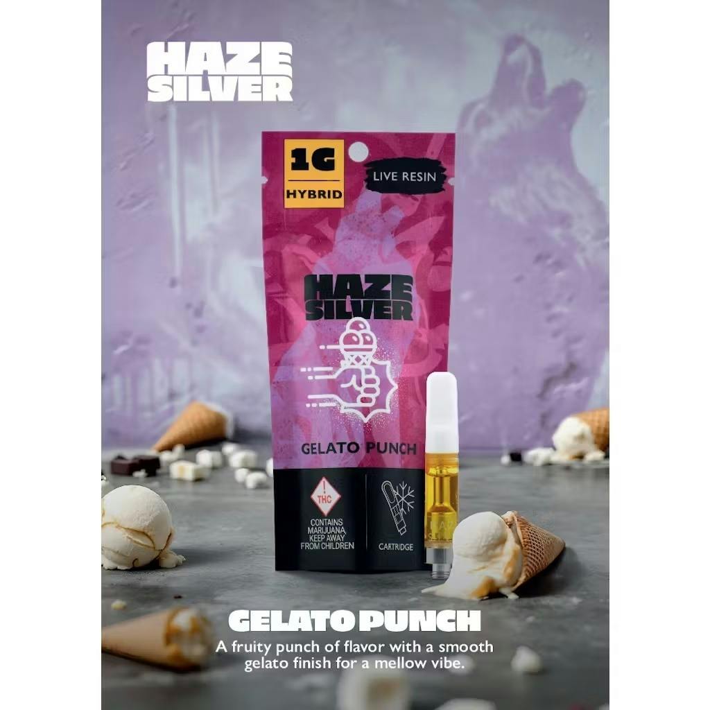 Haze Silver | 1g Live Resin Cartridge | REC - Gelato Punch (H)