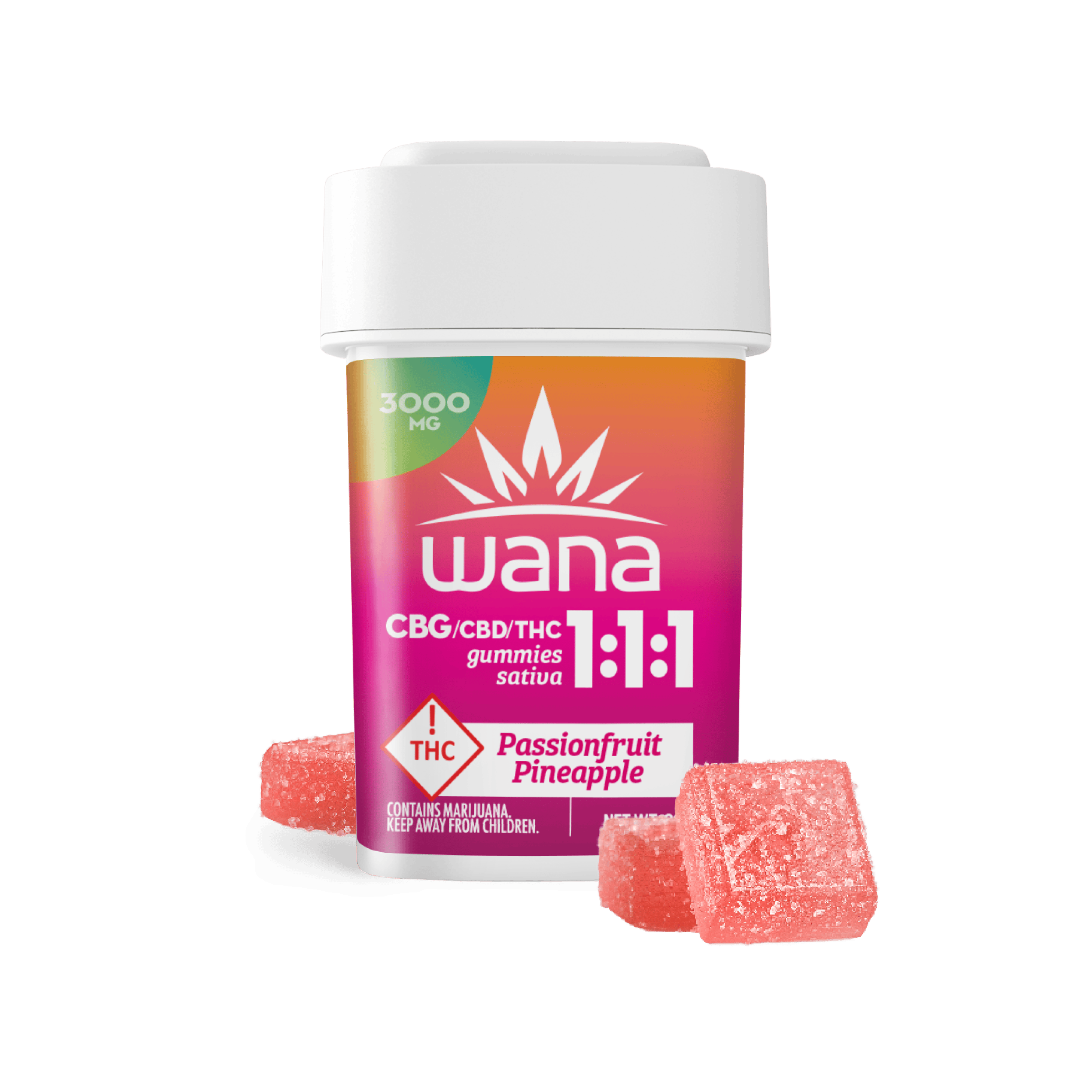 Wana Gummies | MED - 1000mg |1:1:1 Passionfruit Pineapple