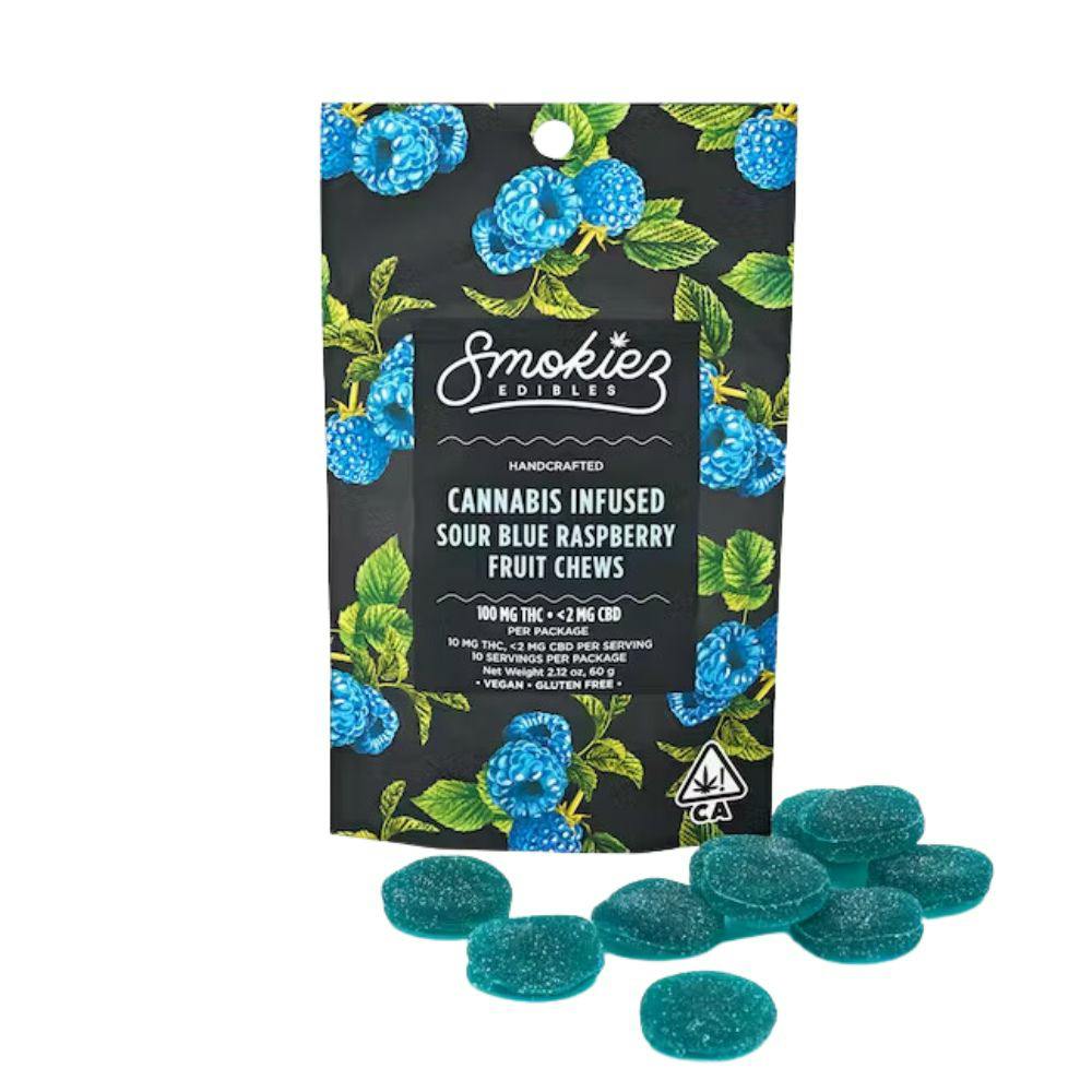 Smokiez | 100mg Fruit Chews | REC - Sour Blue Raspberry (I)