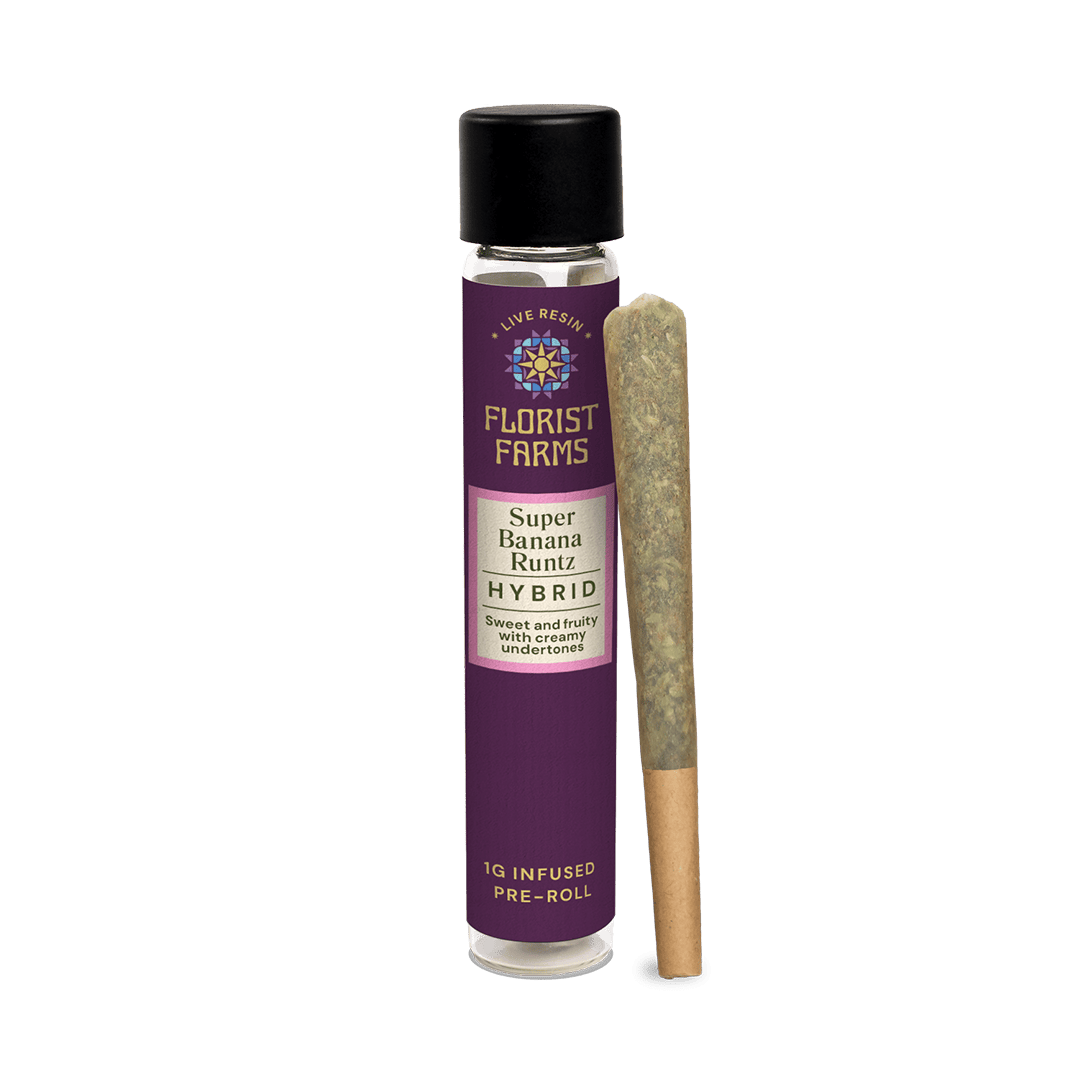 Florist Farms | Pre-Roll | Live Resin Infused | Super Banana Runtz | 1g at Top Grass Cannabis Dispensary